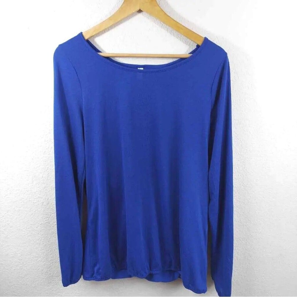 Xhilaration Women's Top Blue Long Sleeve Boat Neck Open Back XL
